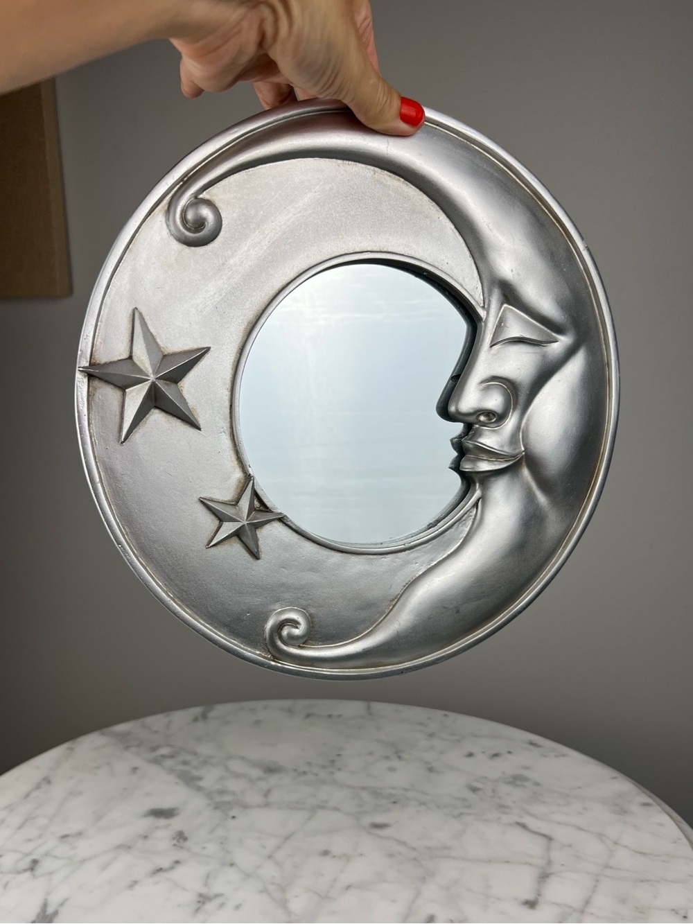 Vintage 90s Celestial Cresent Moon & Stars Round Wall Mirror – Whimsigoth